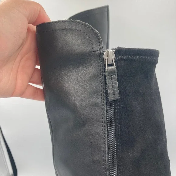 Franco Sarto Liora Black Leather Suede Knee High Riding Boots Women's Size 8M‎ - Picture 9 of 11